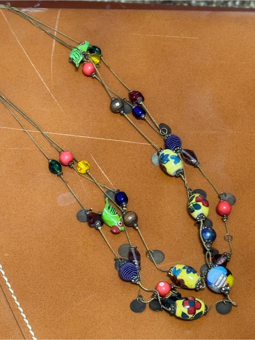 Vintage 1980s Boho Necklace with Italian Murano Glass Beads